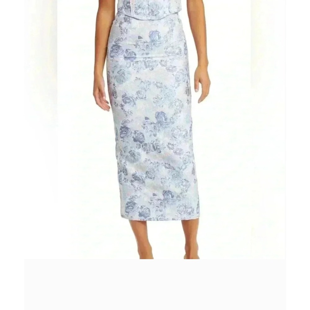 Yellow The Label Harmony Floral Brocade Midi Skirt Women XXL Blue Pink Coquette